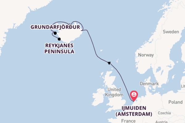 Journey with the Azamara Quest to Reykjavik from Ijmuiden (Amsterdam)