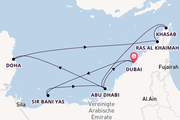 Persischer Golf ab Dubai, Vereinigte Arabische Emirate auf der Celestyal Discovery