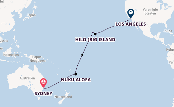 Transpazifik ab Sydney auf der Queen Elizabeth