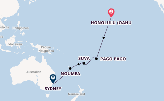 Südsee ab Honolulu (Oahu, Hawaii) auf der Celebrity Edge