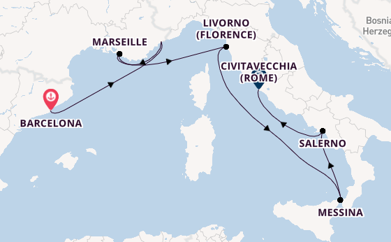 Westelijke Middellandse Zee vanaf Barcelona, Spanje met de Norwegian Epic
