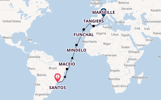 Transatlantic from Santos, Brazil with the MSC Seaview