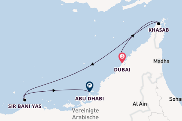 Persischer Golf ab Dubai, Vereinigte Arabische Emirate auf der Celestyal Journey