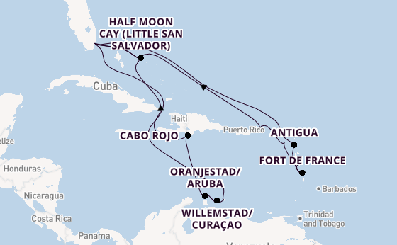 Caribbean from Miami, Florida, USA with the Zuiderdam