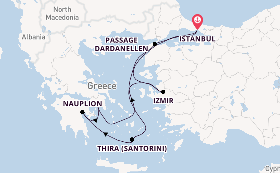 Oostelijke Middellandse Zee vanaf Istanbul, Turkije met de Costa Pacifica