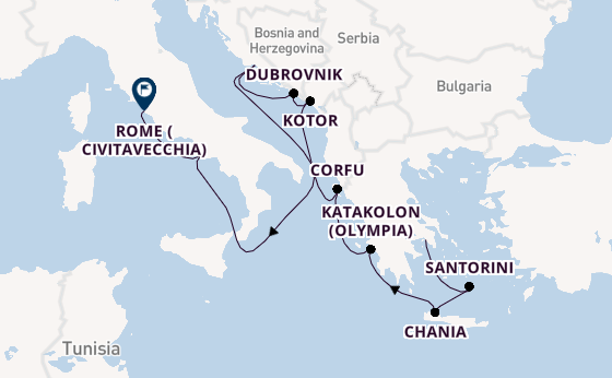 Eastern Mediterranean from Athens (Piraeus), Greece with the Enchanted Princess