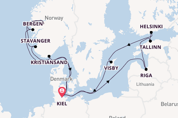 Noorwegen vanaf Kiel, Duitsland met AIDAprima