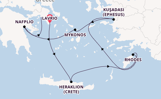 Eastern Mediterranean from Lavrio, Greece with the Silver Nova