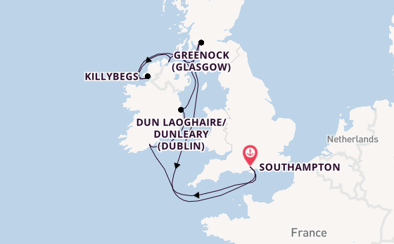 British Isles from Southampton, England with the EXPLORA IV