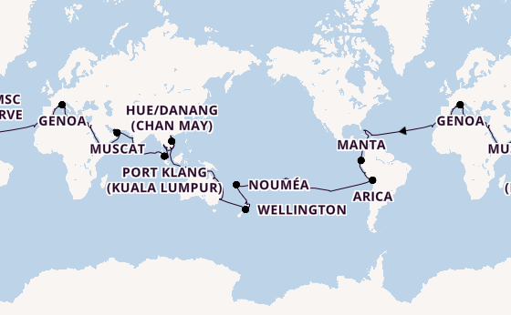 Round-the-World Trip from Marseille, France with the MSC Magnifica