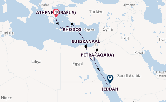 Oostelijke Middellandse Zee vanaf Athene (Piraeus), Griekenland met de EXPLORA I