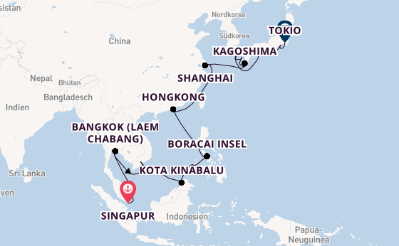 Japan ab Singapur, Singapur auf der Noordam