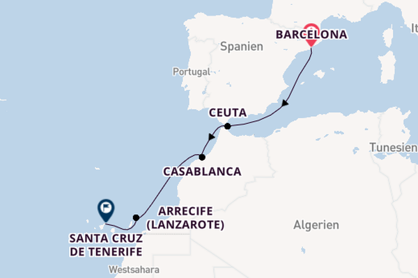 Kanarische Inseln ab Barcelona, Spanien auf der EXPLORA II