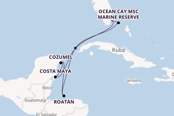 Westliche Karibik ab Miami, Florida, USA auf der MSC Seaside