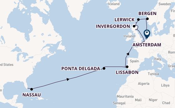 trans-Atlantisch vanaf Miami, Verenigde Staten met de Vista