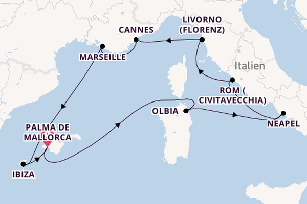 Westliches Mittelmeer ab Palma de Mallorca, Spanien auf AIDAstella