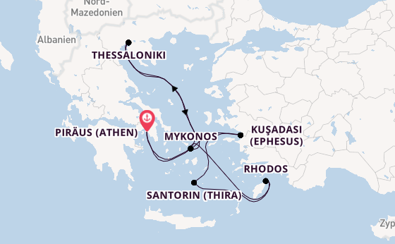 Östliches Mittelmeer ab Piräus (Athen), Griechenland auf der Celebrity Infinity