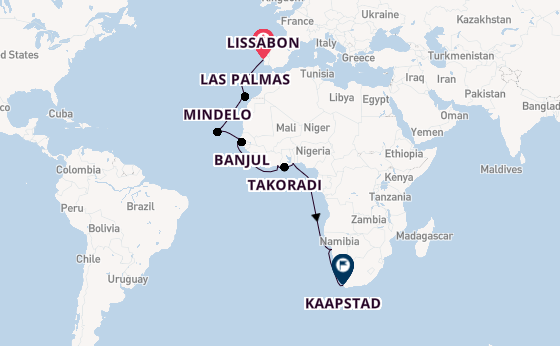 Afrika vanaf Lissabon, Portugal met de Seven Seas Navigator