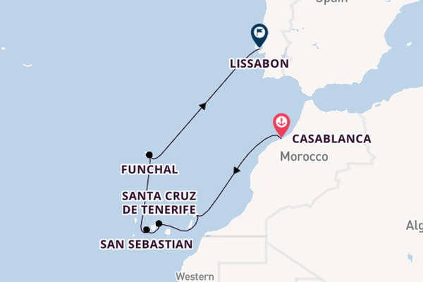 Canarische Eilanden vanaf Casablanca, Marokko met de EXPLORA II