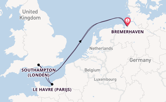 Engeland vanaf Bremerhaven, Duitsland met de Mein Schiff 2 