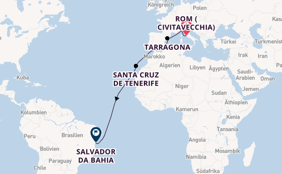 Transatlantik ab Civitavecchia (Rom), Italien auf der MSC Divina