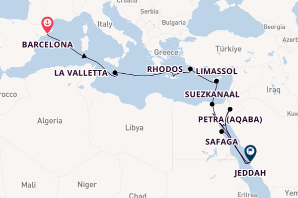 Middellandse Zee vanaf Barcelona, Spanje met de EXPLORA I