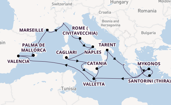 Mediterranean from Piraeus (Athens), Greece with the Costa Serena