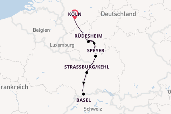 Rhein ab Köln, Deutschland auf der Amina