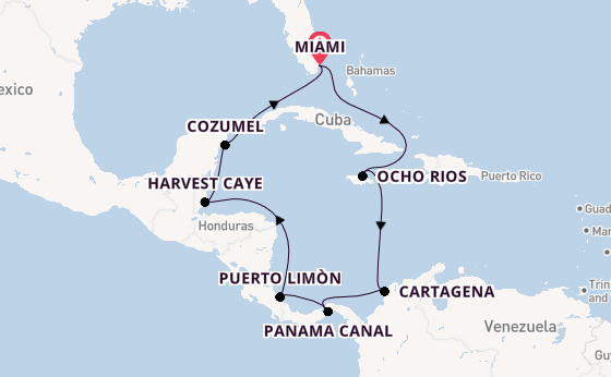 Central America from Miami, Florida, USA with the Norwegian Sun