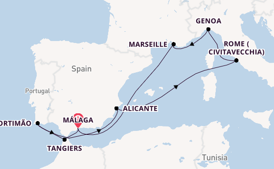 Mediterranean Sea from Málaga, Spain with the MSC Sinfonia