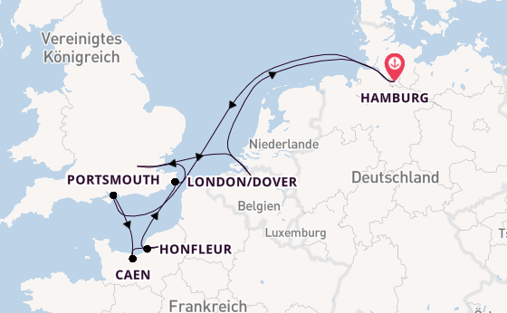 England ab Hamburg auf der MS Hamburg