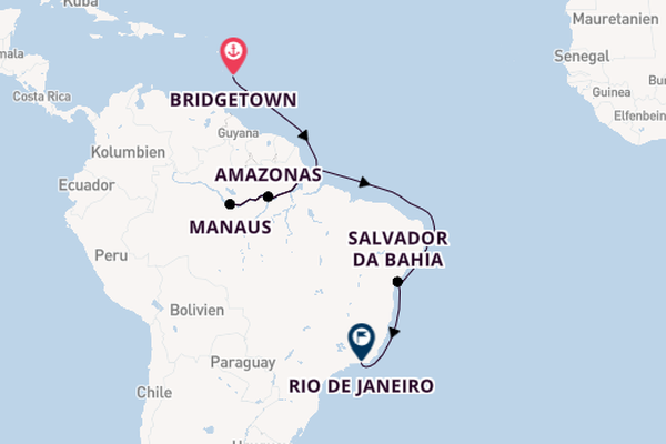 Brasilien ab Bridgetown, Barbados auf der Silver Nova