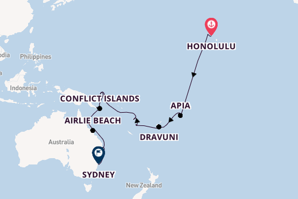 South Pacific from Honolulu, Hawaii, USA with the Coral Princess