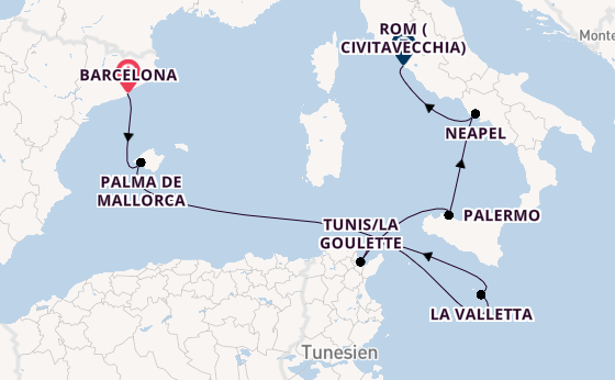 Westliches Mittelmeer ab Barcelona, Spanien auf der Norwegian Epic