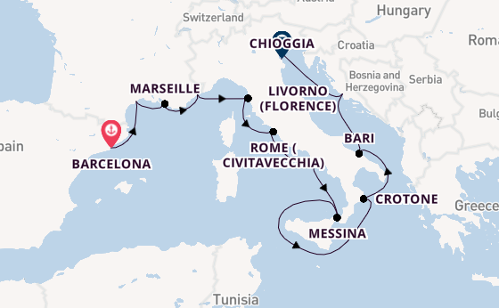 Western Mediterranean from Barcelona, Spain with the Viking Star