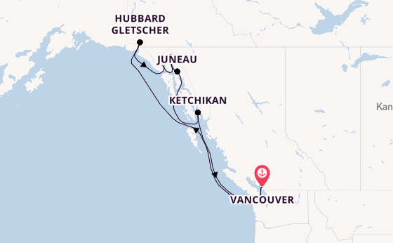 Alaska ab Vancouver, Kanada auf der Discovery Princess