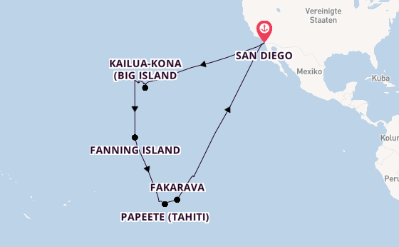 Polynesien ab San Diego, USA auf der Koningsdam