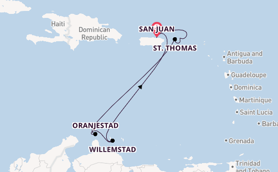 Caribbean vanaf San Juan, Puerto Rico met de Norwegian Prima