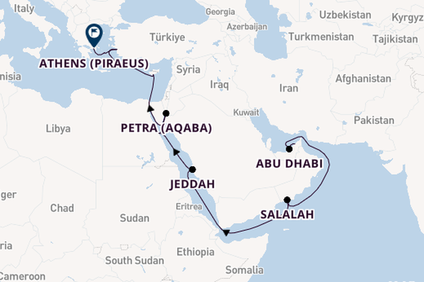 Eastern Mediterranean from Dubai, United Arab Emirates with the Marina
