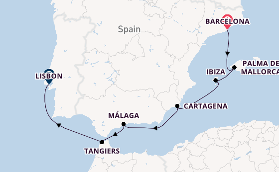 Western Mediterranean from Barcelona, Spain with the Evrima