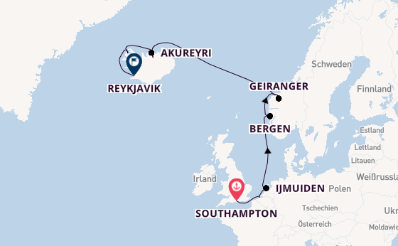 Norwegen ab Southampton, Großbritannien auf der Norwegian Prima