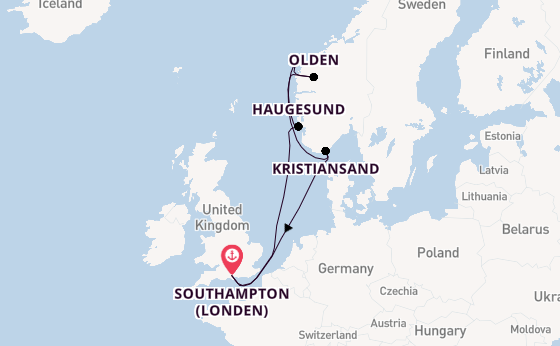 Noorwegen vanaf Southampton (Londen), Engeland met de MSC Virtuosa