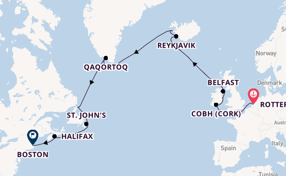 Transatlantic from Rotterdam, Netherlands with the Volendam