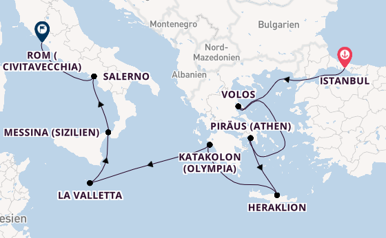 Mittelmeer ab Istanbul, Türkei auf der Allura 