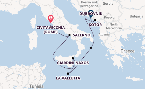 Middellandse Zee vanaf Civitavecchia (Rome), Italië met de Seabourn Ovation