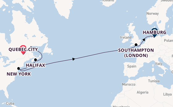 Transatlantic from Quebec City, Quebec, Canada with the Queen Mary 2
