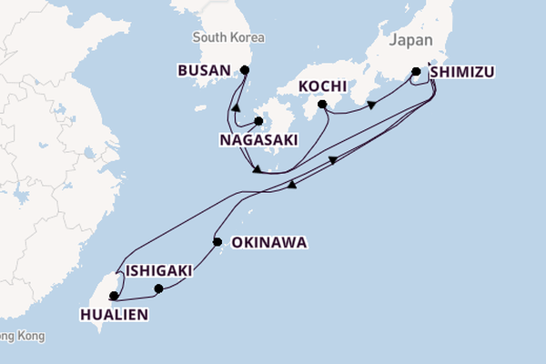 East Asia from Yokohama (Tokyo), Japan with the Diamond Princess