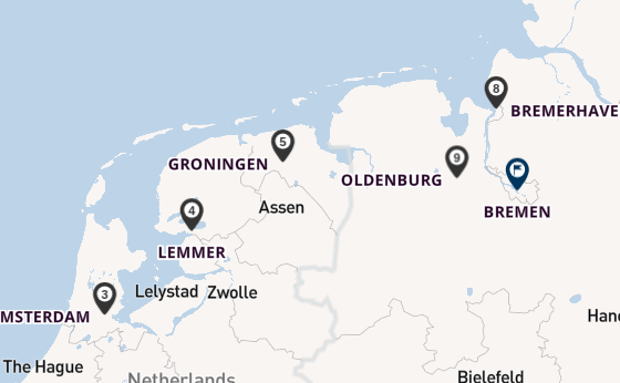 West-Europa vanaf Amsterdam, Nederland met de VIVA RUBY