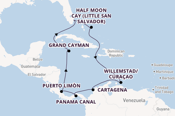 Central America from Fort Lauderdale (Port Everglades), Florida, USA with the Rotterdam