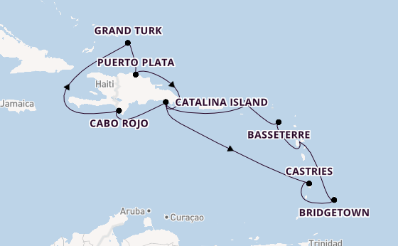 Caribbean vanaf Pointe-à-Pitre, Guadeloupe met de Costa Fascinosa